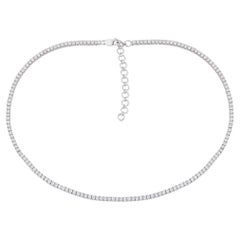 Collar de tenis con cadena de diamantes pavé SI/H naturales 14k Oro blanco macizo 2,50 qt.