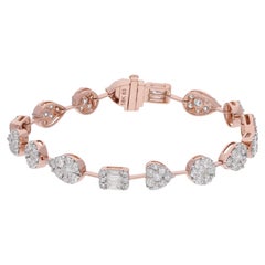 Bracciale Charm con diamanti naturali SI/H Pave Gioielli in oro rosa 18 carati 5 carati