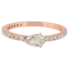 Natural SI/H Pear Diamond Eternity Engagement Ring 18 Karat Rose Gold 0.66 Ct.