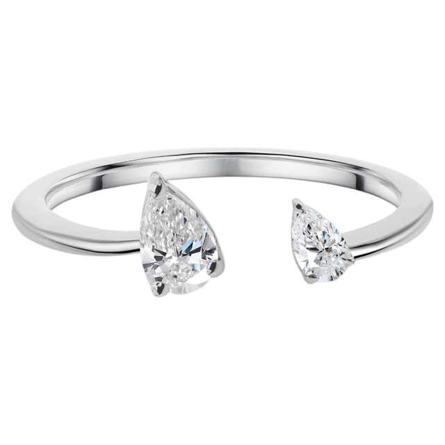 Customizable Pear Shape Diamond Open Wrap Ring in 18K White Gold ...