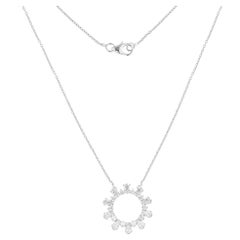 Natural SI/H Pear & Round Diamond Circle Pendant Necklace 18 Karat White Gold