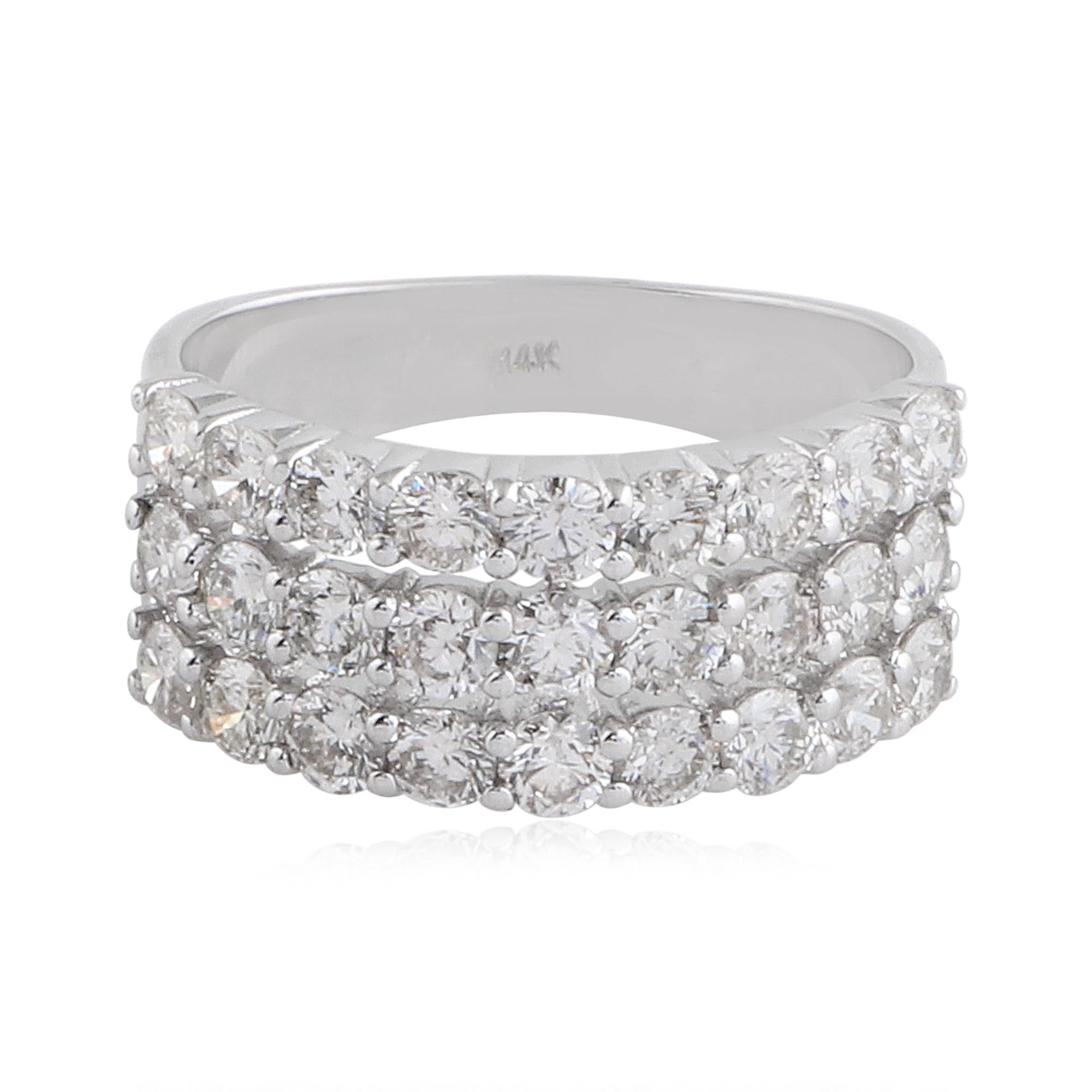 Round Cut Natural SI/H Round Diamond Ring 14k White Solid Gold Anniversary Gift 2.05 Ct. For Sale