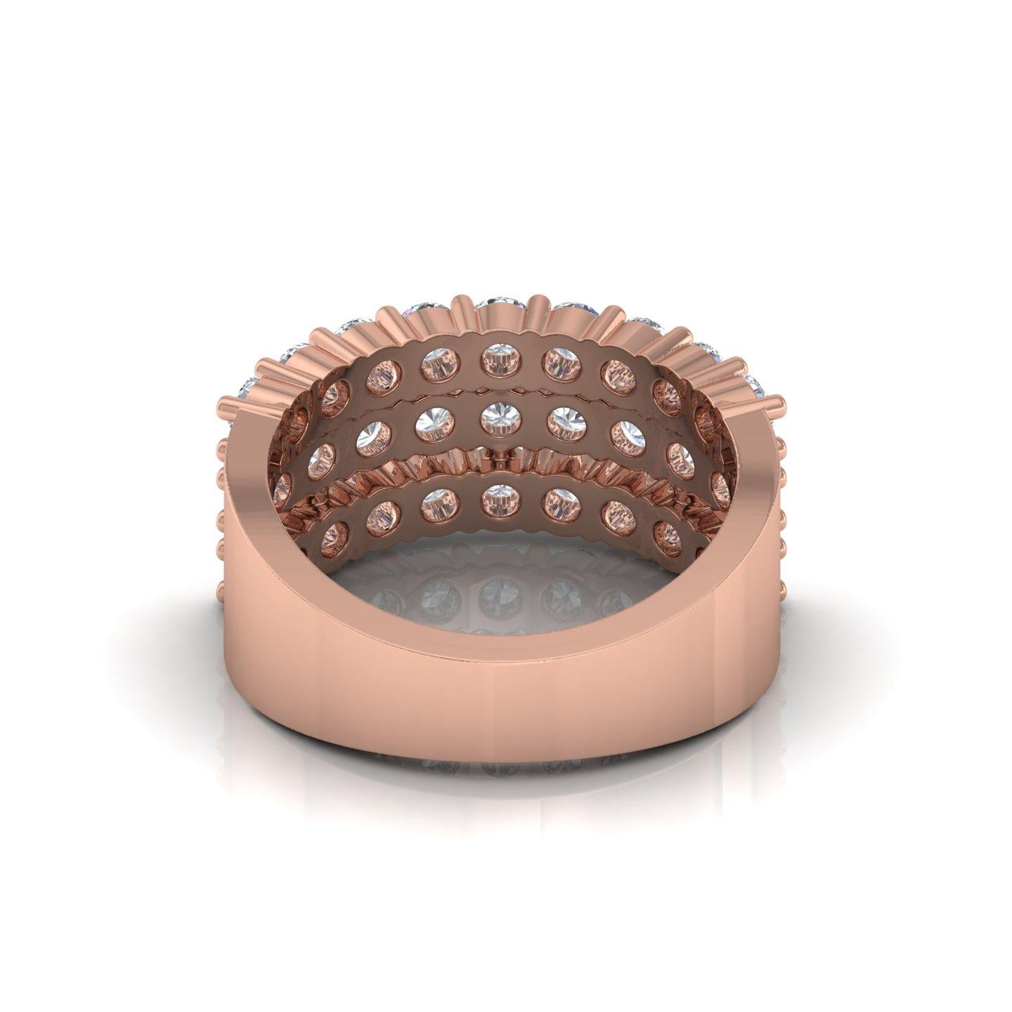 En venta: Diamante redondo SI/H natural Anillo ancho Oro rosa 14k Regalo de aniversario 2,05 qt.  3