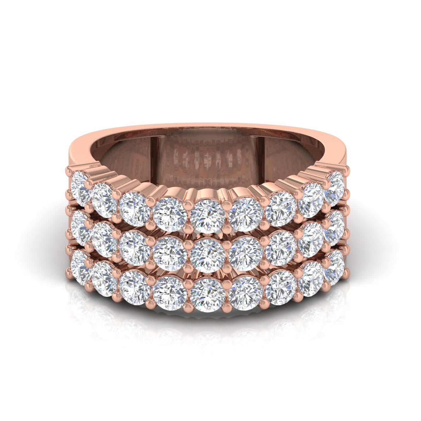 En venta: Diamante redondo SI/H natural Anillo ancho Oro rosa 14k Regalo de aniversario 2,05 qt.  5