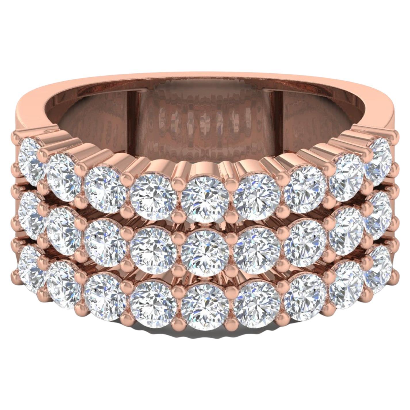 En venta: Diamante redondo SI/H natural Anillo ancho Oro rosa 14k Regalo de aniversario 2,05 qt.