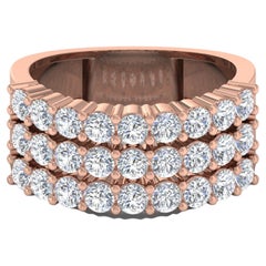 Diamante redondo SI/H natural Anillo ancho Oro rosa 14k Regalo de aniversario 2,05 qt.