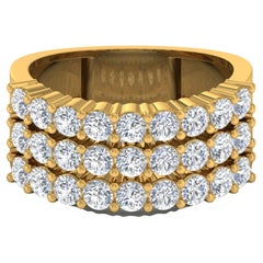 Natural SI/H Round Diamond Wide Ring 14k Yellow Gold Anniversary Gift 2.05 Ct.