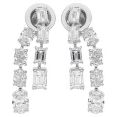 Boucles d'oreilles pendantes en or blanc 18 carats, diamant naturel SI/HI 2.99 carats Cadeau de mariage