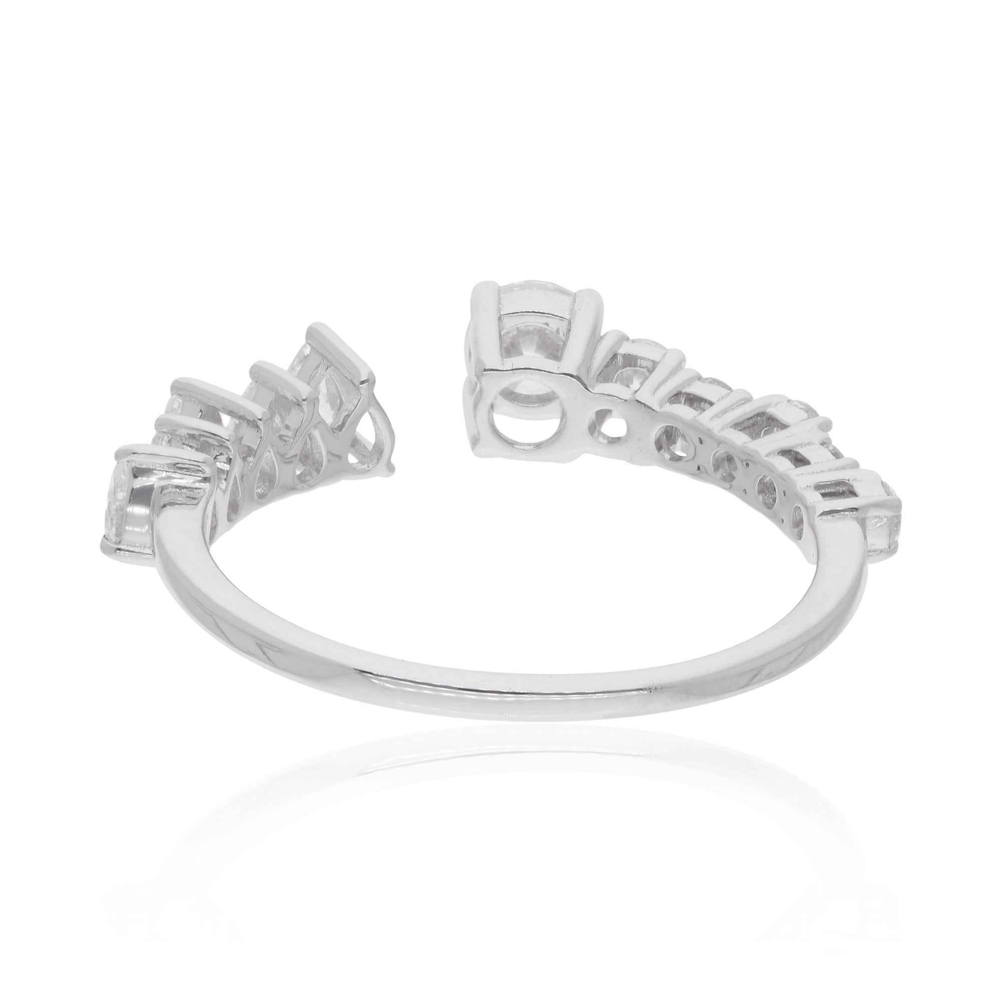 For Sale:  Natural SI/HI Fine Diamond Stackable Open Band Ring in 18 Karat Solid White Gold 3