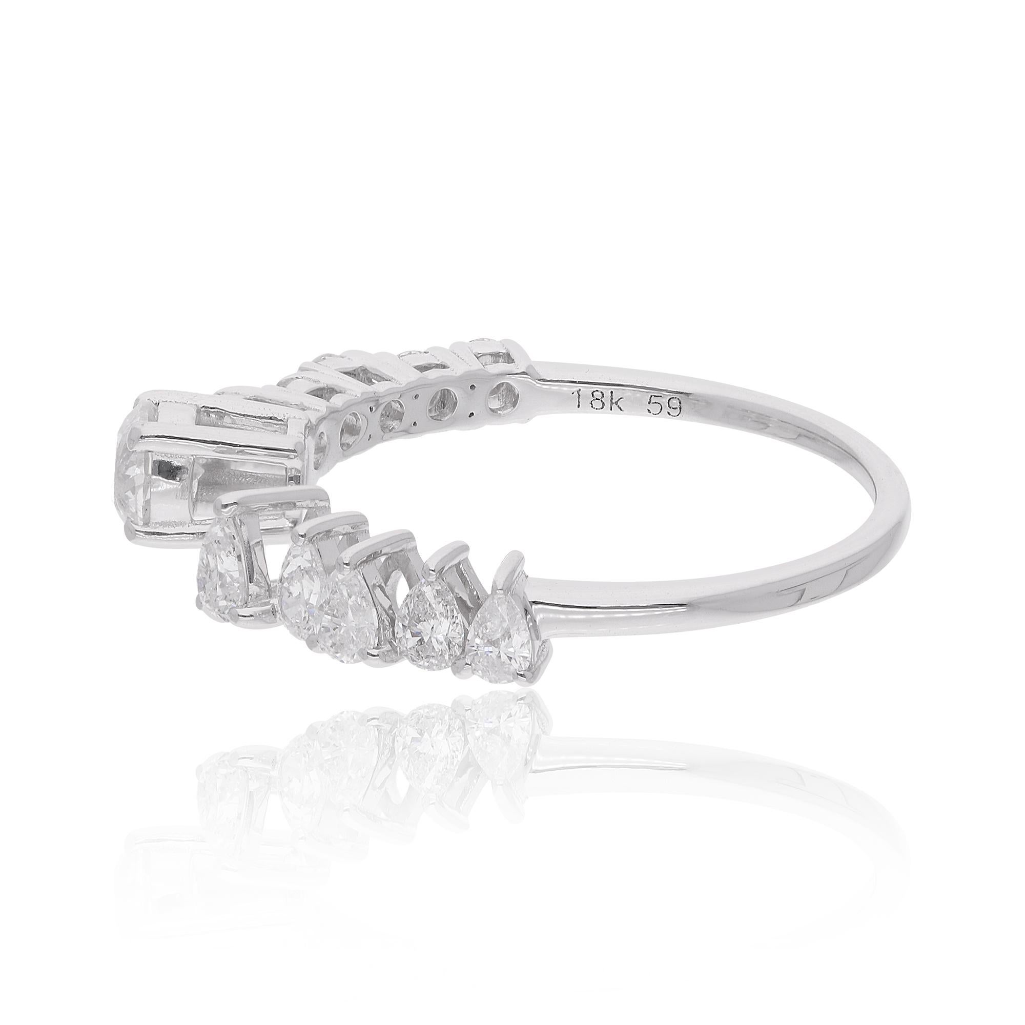 For Sale:  Natural SI/HI Fine Diamond Stackable Open Band Ring in 18 Karat Solid White Gold 5