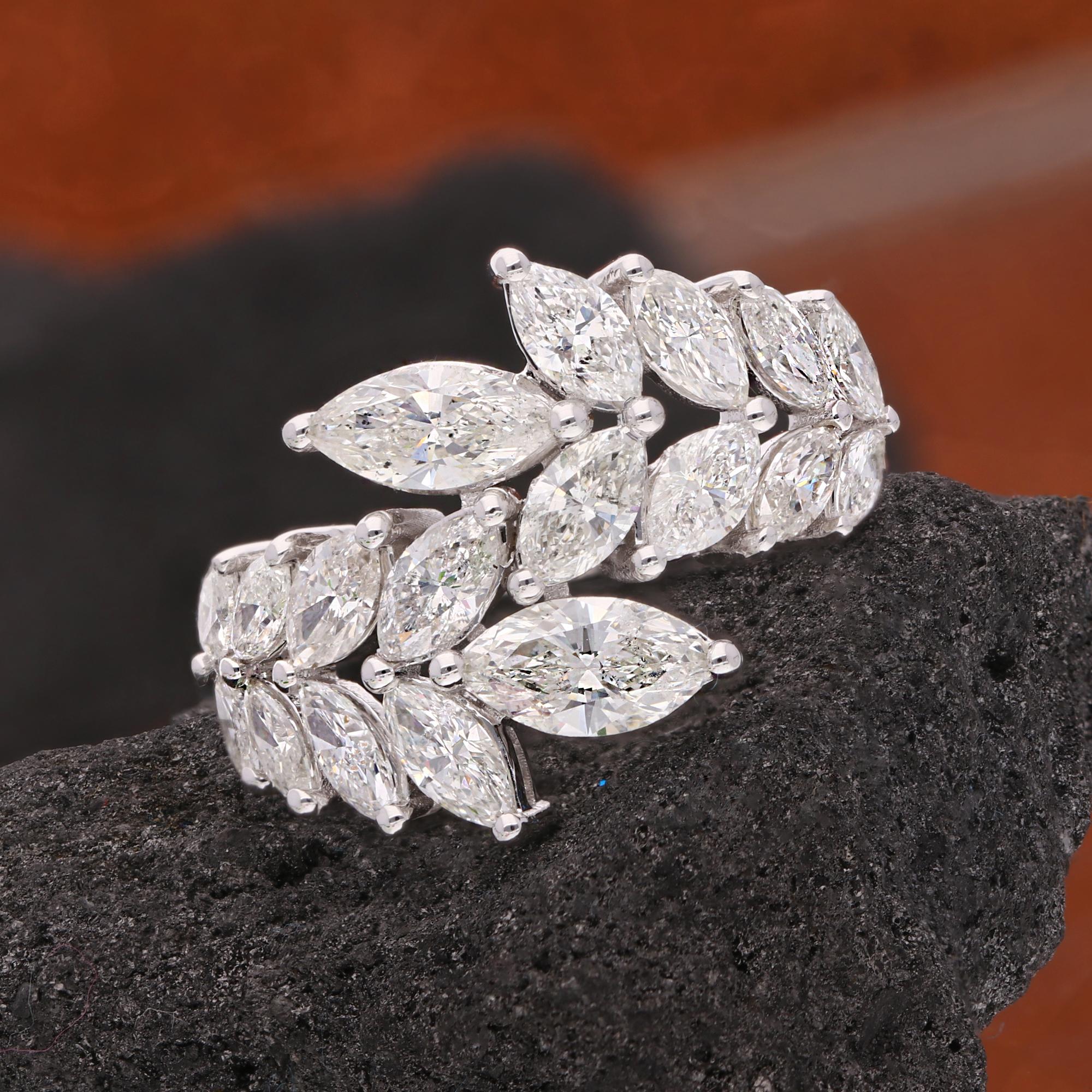 Modern Natural SI/HI Marquise Diamond Wrap Ring 14 Karat White Gold Jewelry 3.25 Ct. For Sale