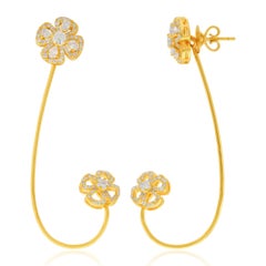 Orecchini a polsino con diamante naturale SI/HI Pear Orecchini a polsino in oro giallo 18 carati Gioielli di pregio