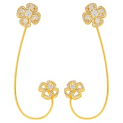 Boucles d'oreilles manchette diamant poire Nature SI/HI Or jaune 18 carats Bijoux fins