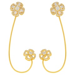 Natural SI/HI Pear Diamond Ear Cuff Earrings 18 Karat Yellow Gold Fine Jewelry