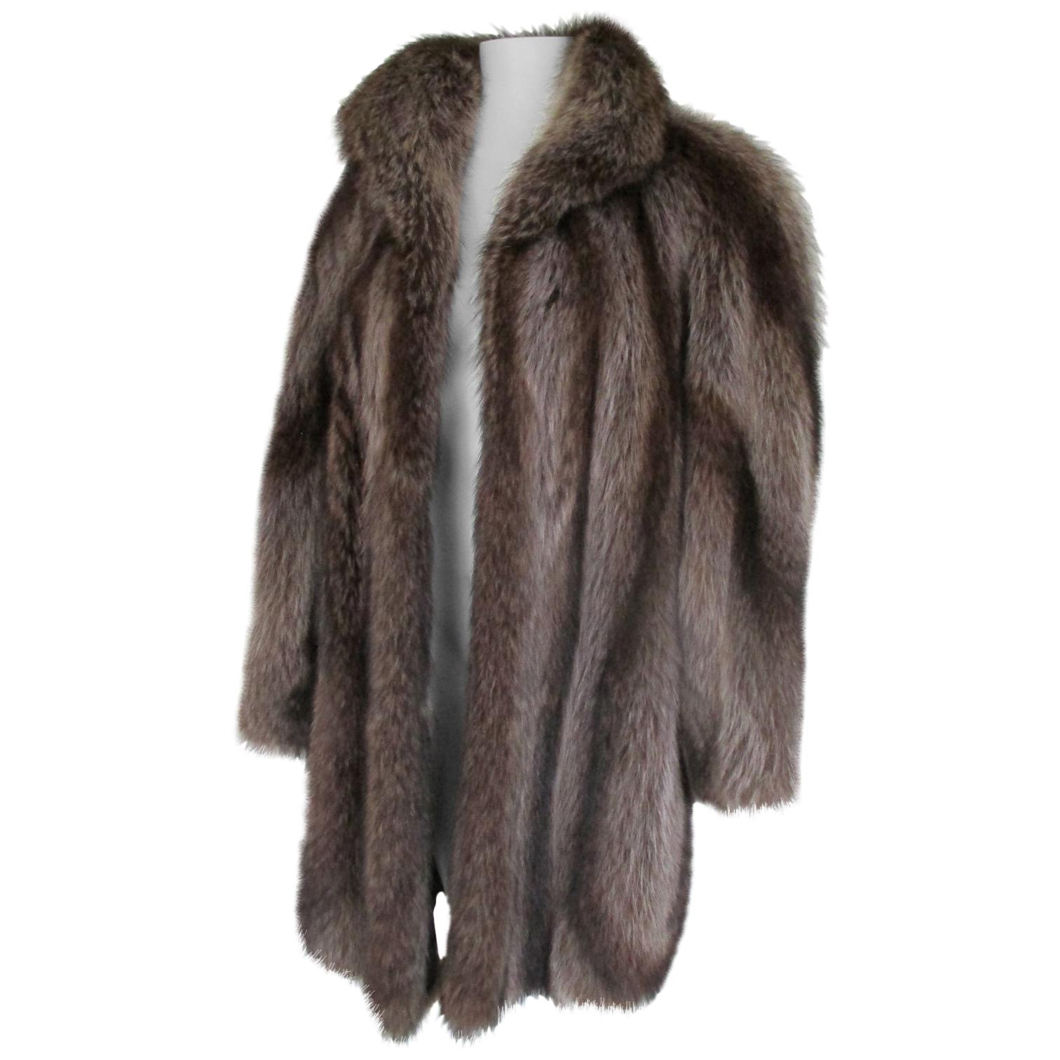 Natural Silver Raccoon Fur Coat 