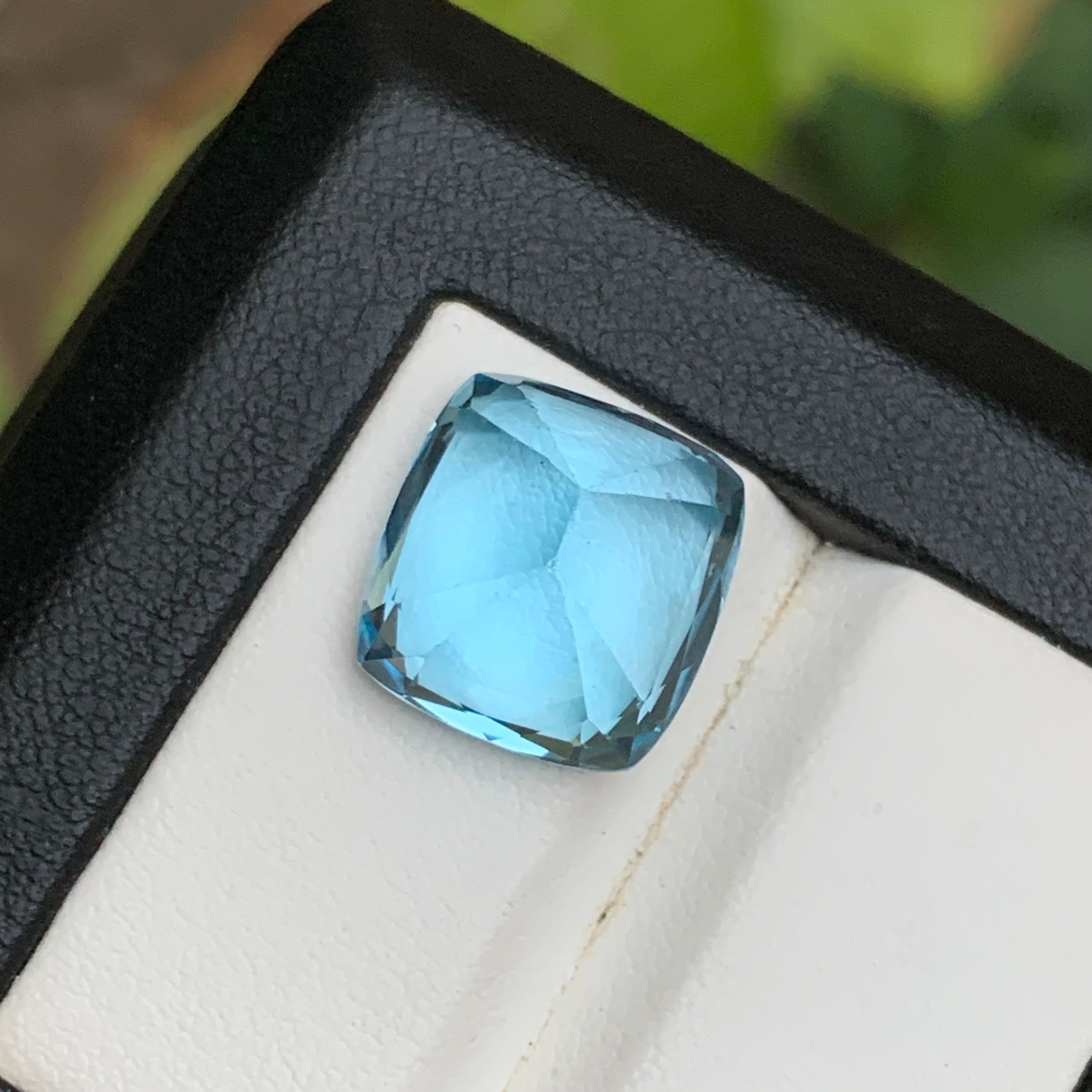 Nature Sky Blue Swiss Topaz 15.13Ct Cushion Cut Loose Gemstone for Ring-Pendant en vente 4