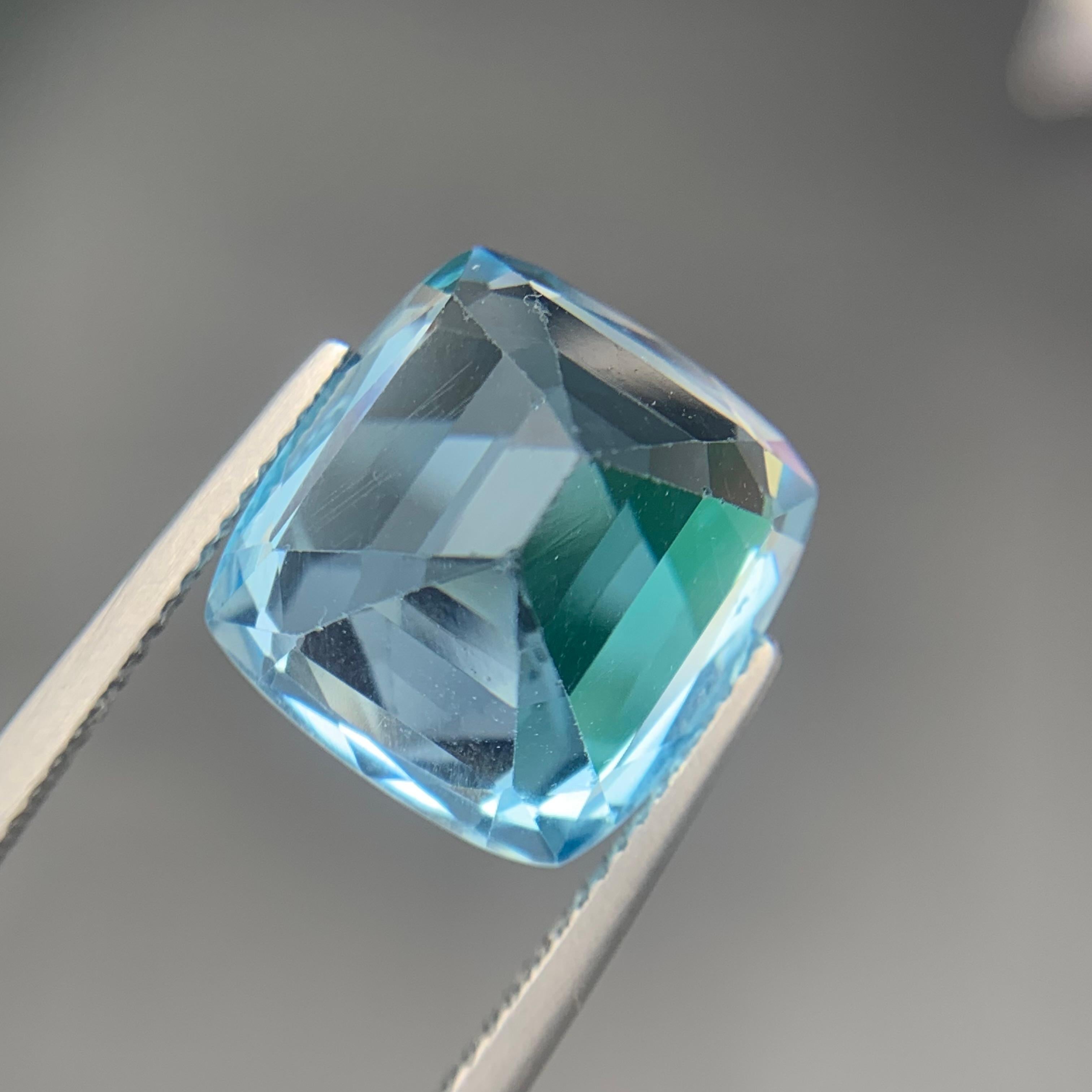 Nature Sky Blue Swiss Topaz 15.13Ct Cushion Cut Loose Gemstone for Ring-Pendant Unisexe en vente