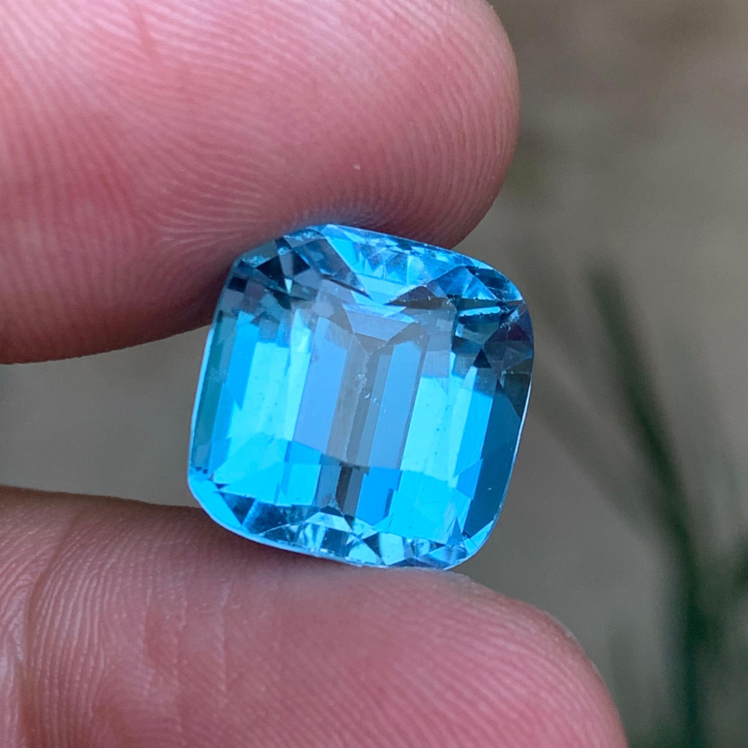 Nature Sky Blue Swiss Topaz 17.34Ct Cushion Cut Loose Gemstone for Ring-Pendant en vente 5