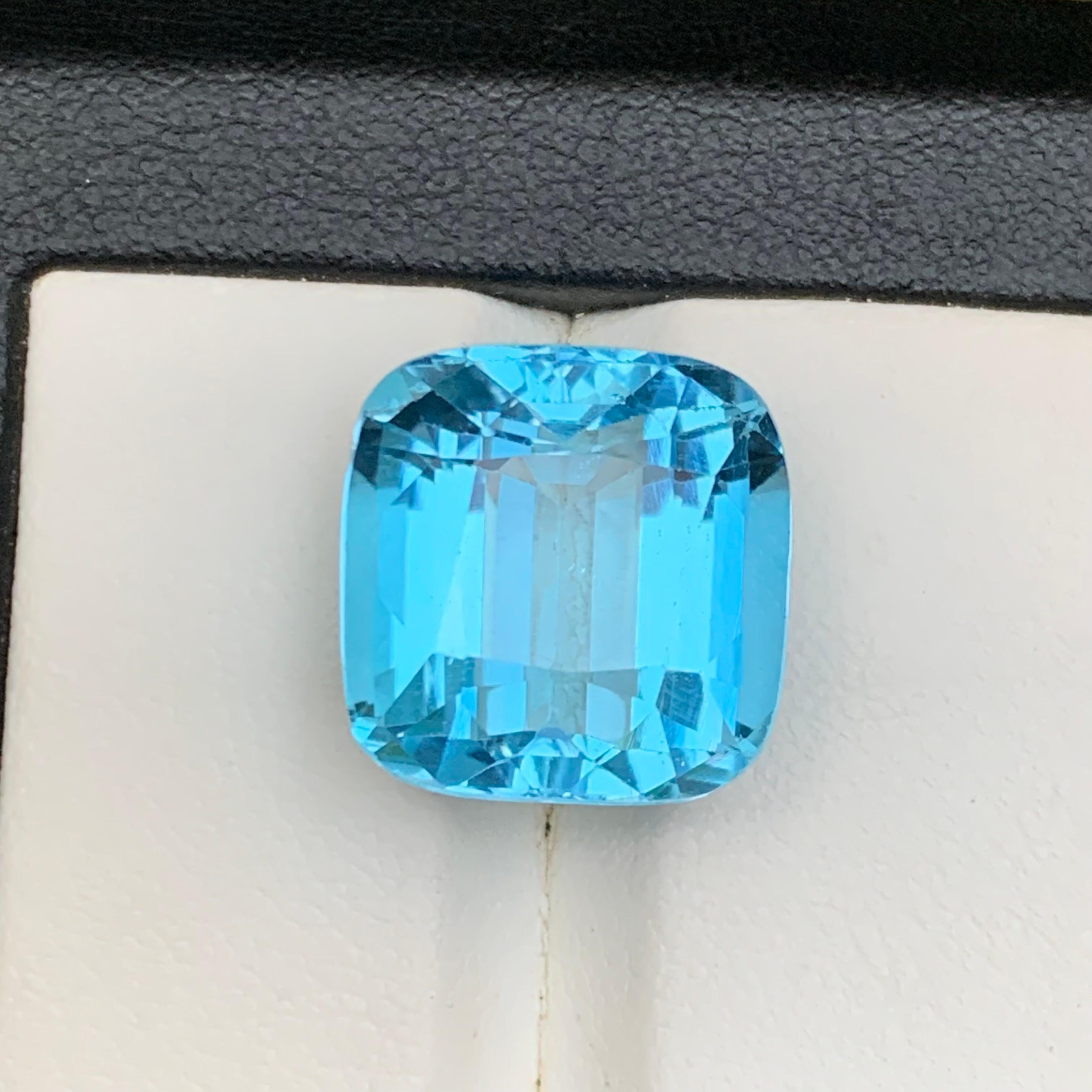 Nature Sky Blue Swiss Topaz 17.34Ct Cushion Cut Loose Gemstone for Ring-Pendant en vente 7