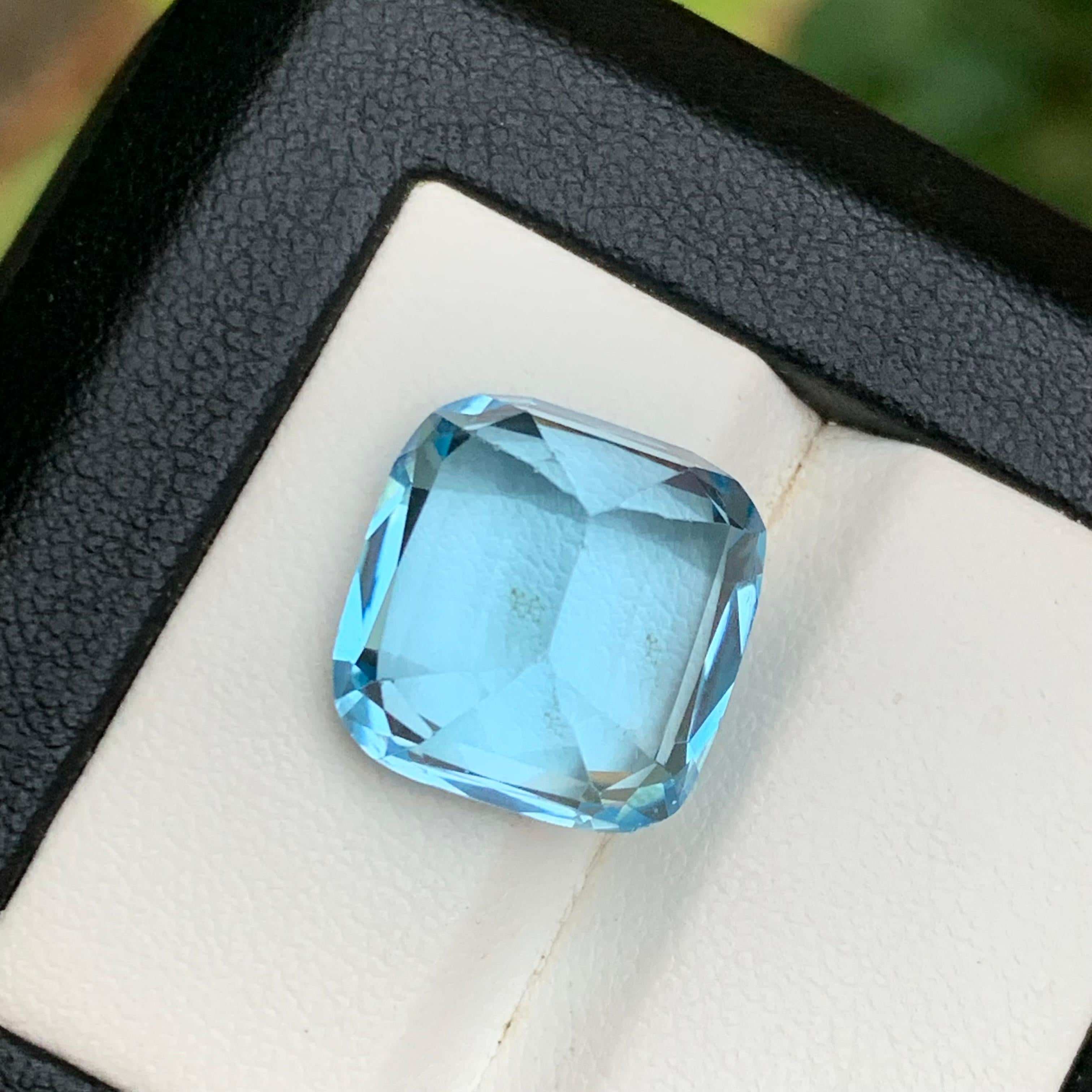 Nature Sky Blue Swiss Topaz 17.34Ct Cushion Cut Loose Gemstone for Ring-Pendant en vente 2