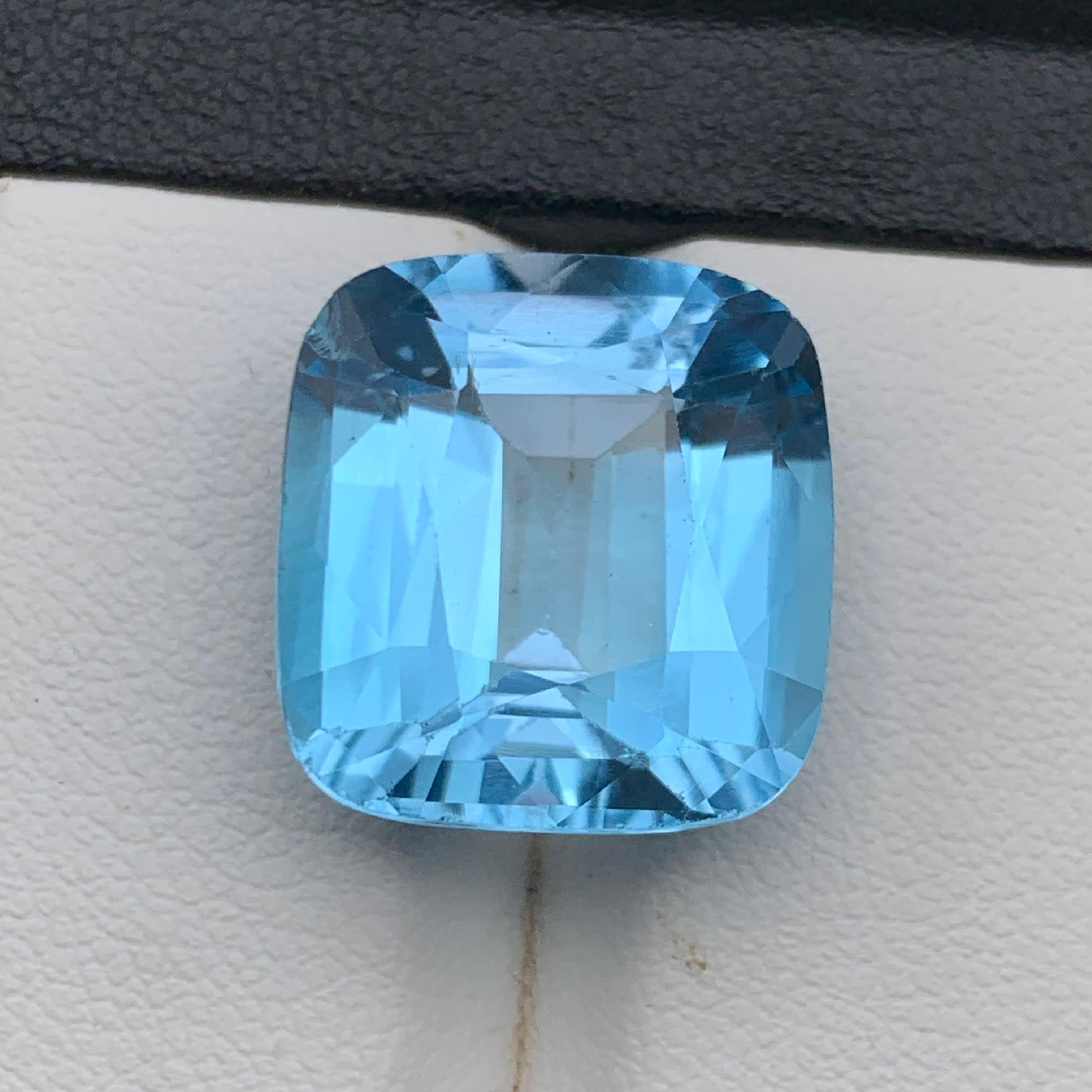 Topazio svizzero azzurro naturale da 19,55 carati con taglio a cuscino per anello-pendente in vendita 4