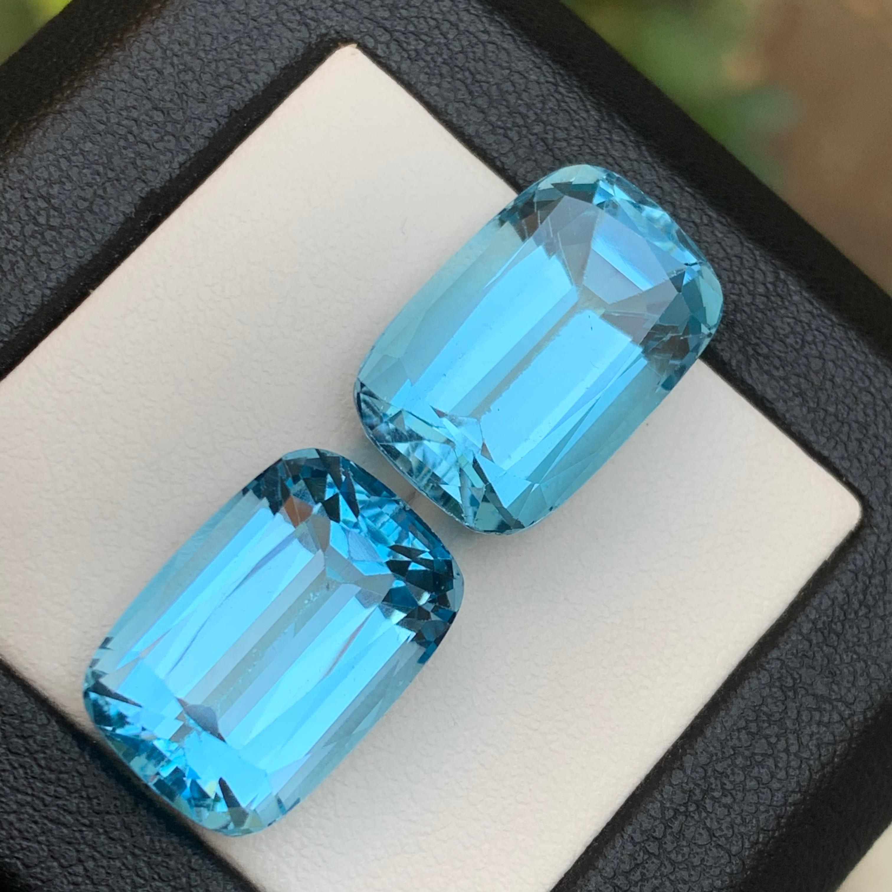 Natürlicher Himmelblauer Schweizer Topas 37.73Ct Cushion Cut Lose Edelsteine für Schmuck im Angebot 4