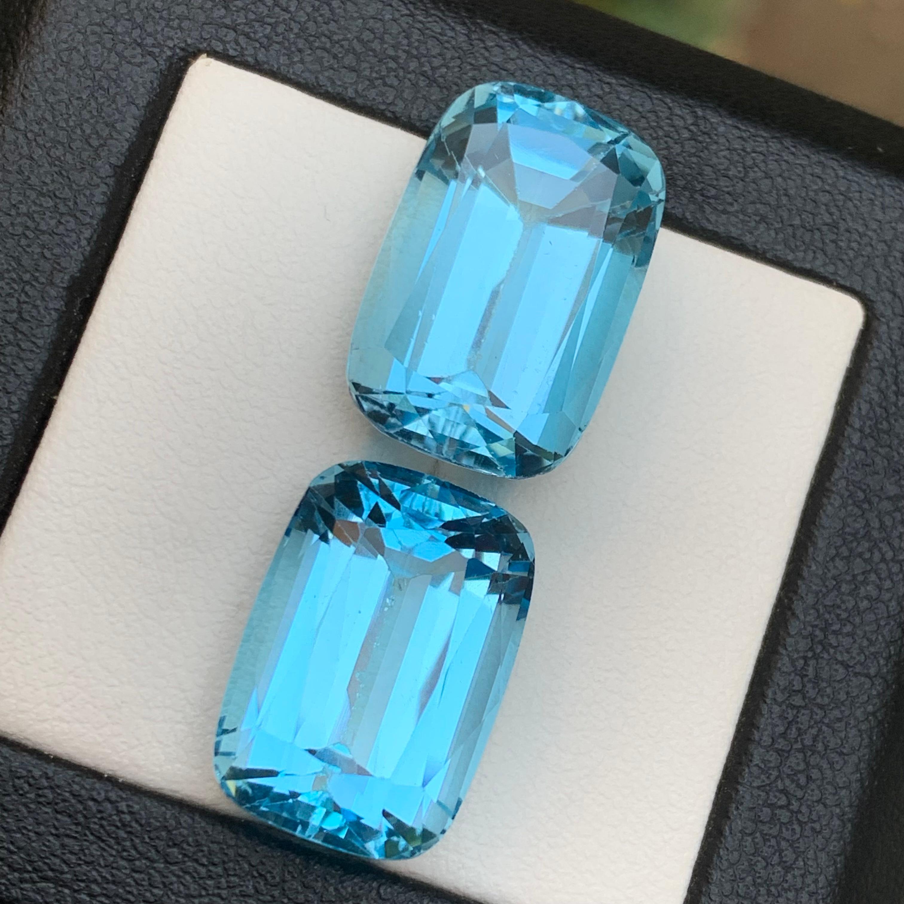 Natürlicher Himmelblauer Schweizer Topas 37.73Ct Cushion Cut Lose Edelsteine für Schmuck (Zeitgenössisch) im Angebot