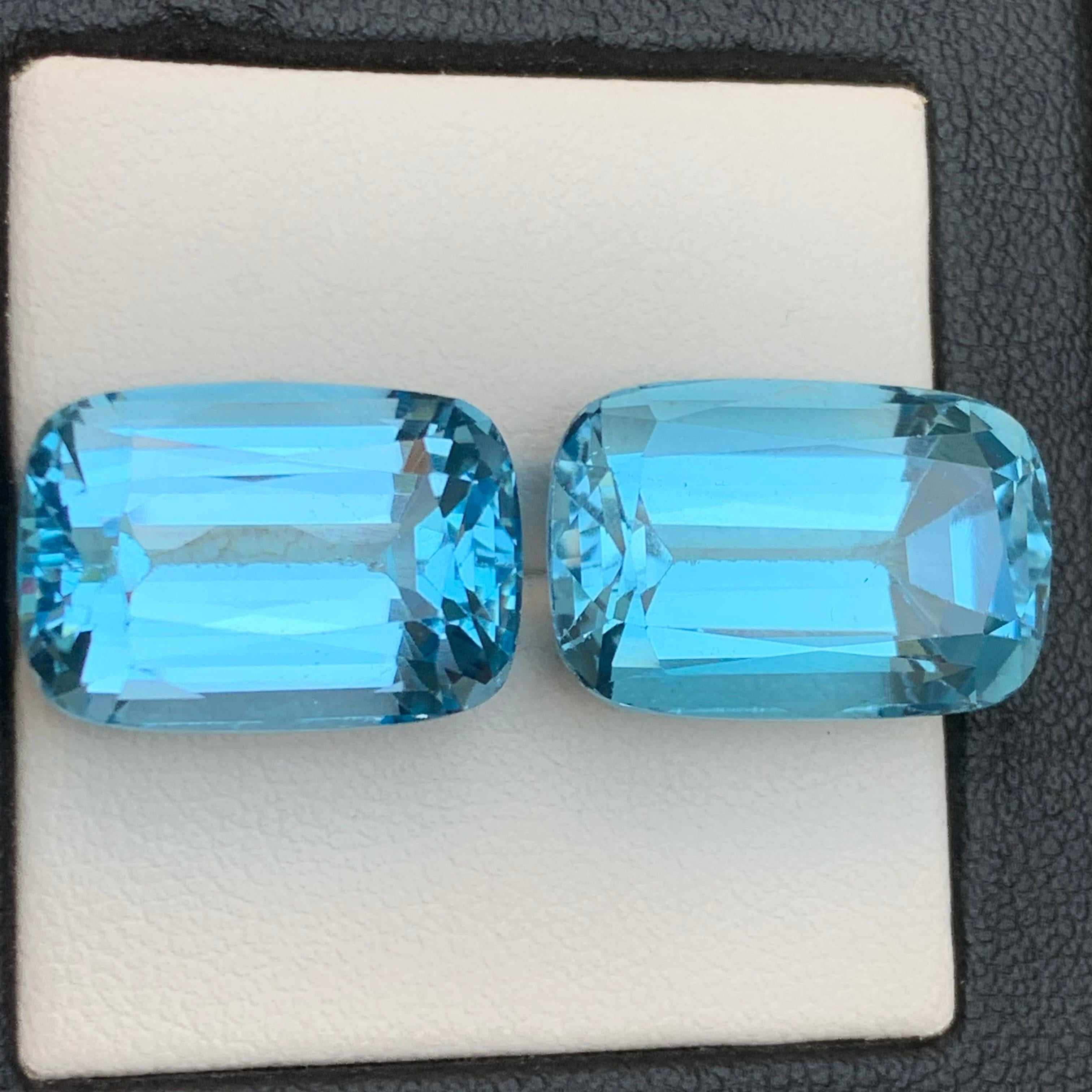 Natürlicher Himmelblauer Schweizer Topas 37.73Ct Cushion Cut Lose Edelsteine für Schmuck (Kissenschliff) im Angebot