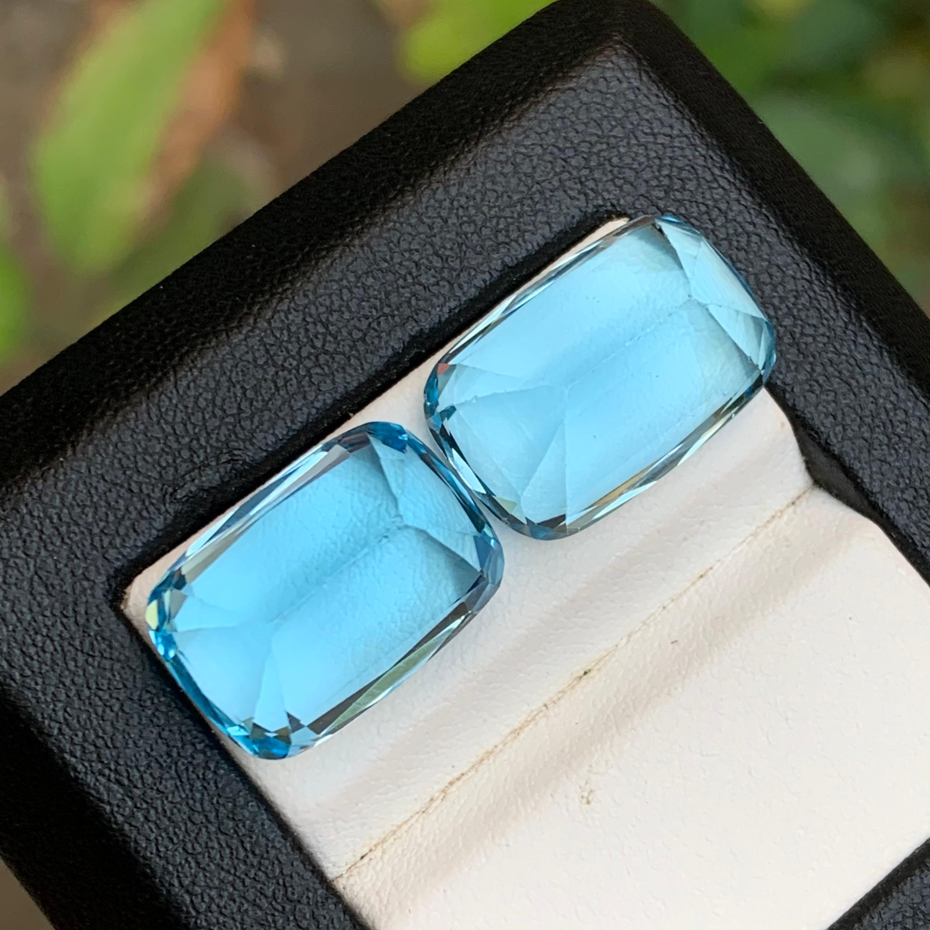 Natürlicher Himmelblauer Schweizer Topas 37.73Ct Cushion Cut Lose Edelsteine für Schmuck für Damen oder Herren im Angebot