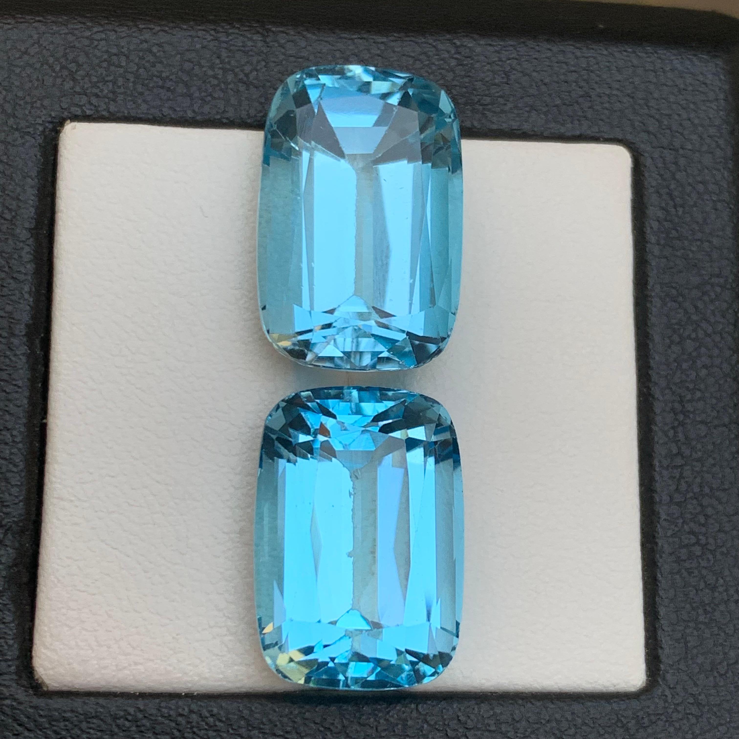 Natürlicher Himmelblauer Schweizer Topas 37.73Ct Cushion Cut Lose Edelsteine für Schmuck im Angebot 1