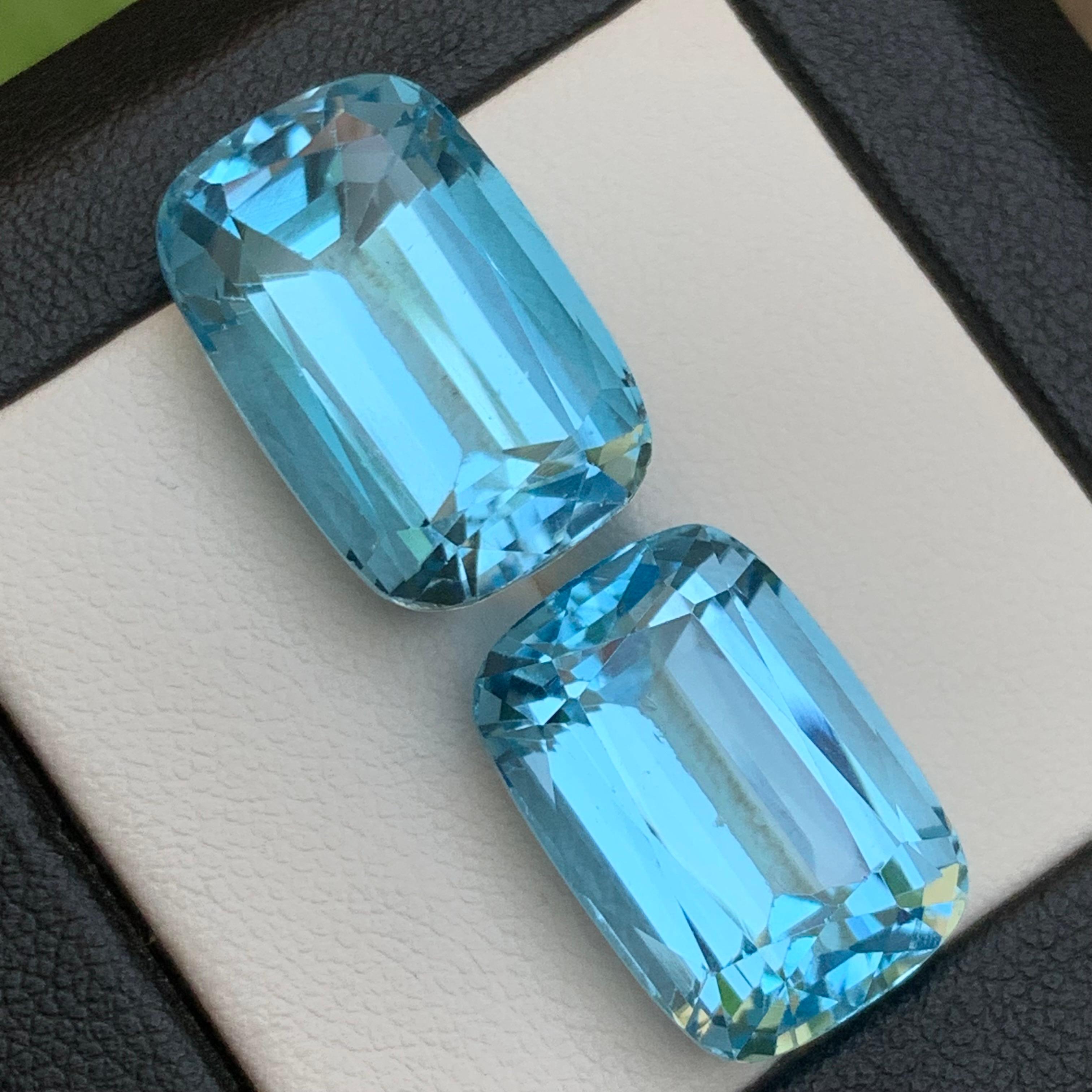 Natürlicher Himmelblauer Schweizer Topas 37.73Ct Cushion Cut Lose Edelsteine für Schmuck im Angebot 2