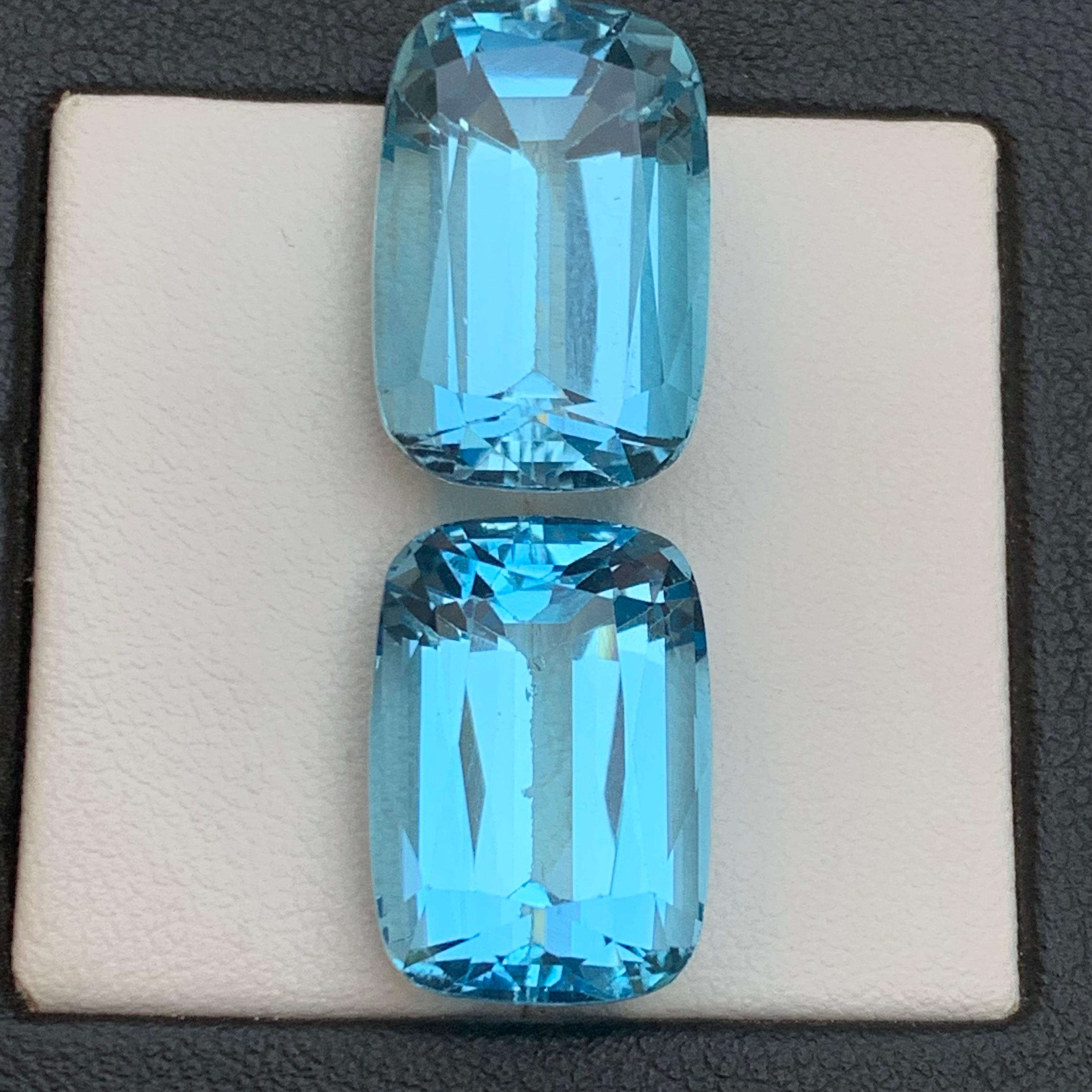 Natürlicher Himmelblauer Schweizer Topas 37.73Ct Cushion Cut Lose Edelsteine für Schmuck im Angebot 3