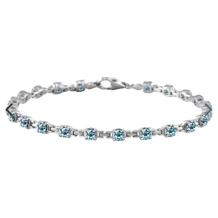 Natural Sky-Blue Topaz Line Bracelet For Sale