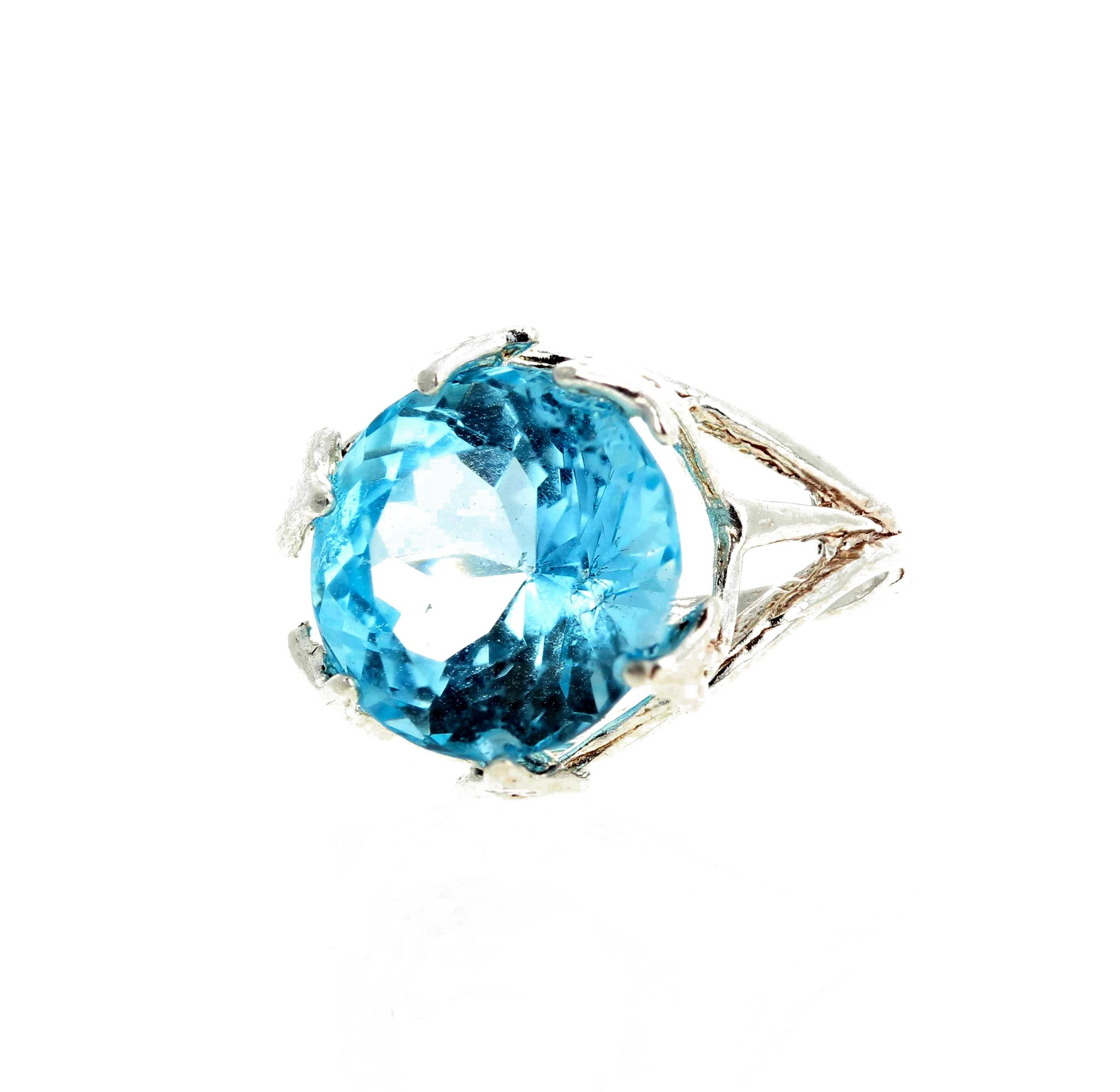 Gemjunky Razzle Dazzle Natural 10 Cts Sky Blue Topaz Sterling Silver Ring 1