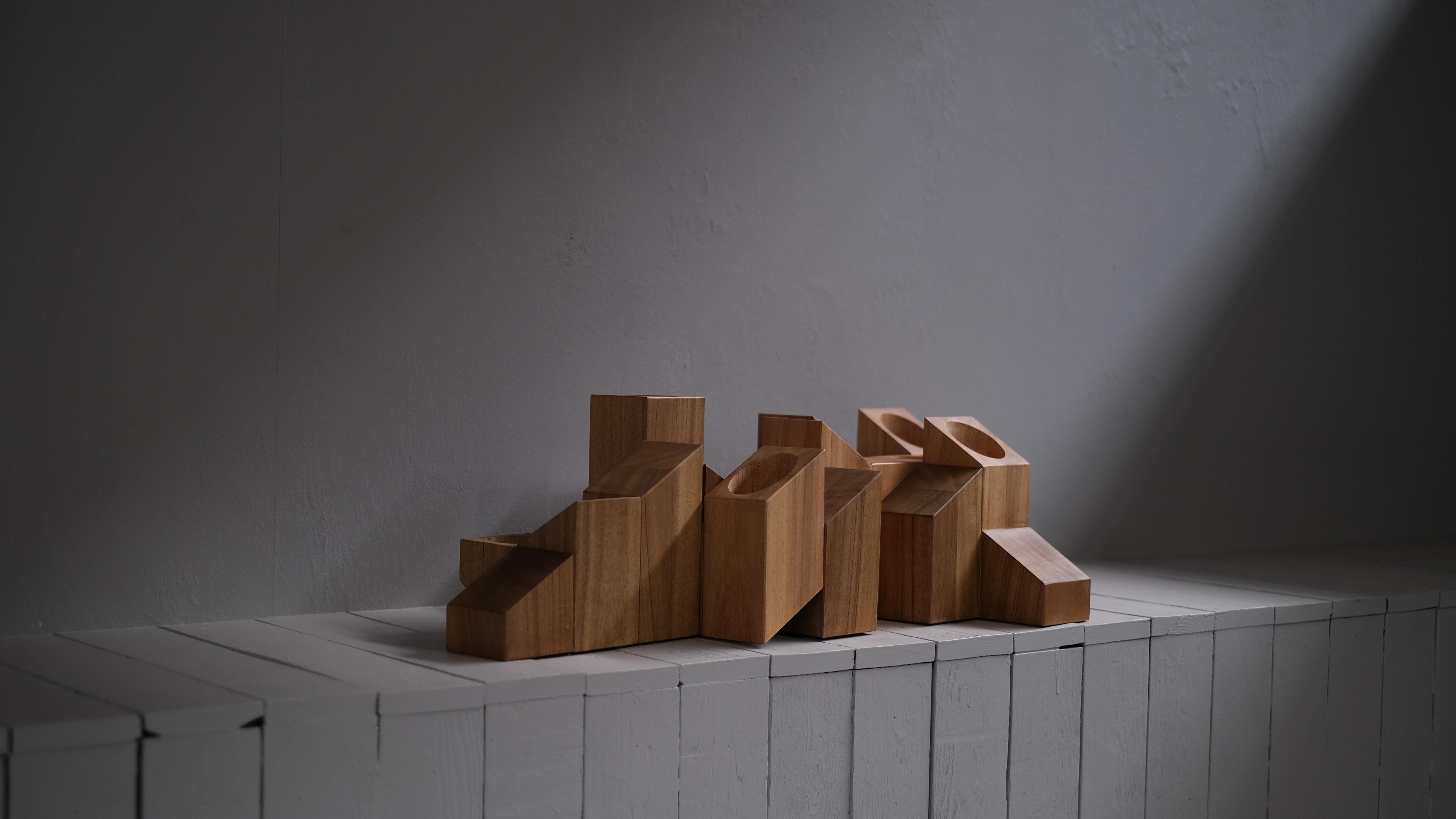 Modern Natural Skyline Candle Light in African Walnut by Arno Declercq
