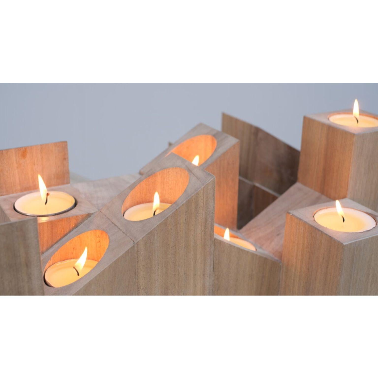 Contemporary Natural Skyline Candle Light in African Walnut by Arno Declercq