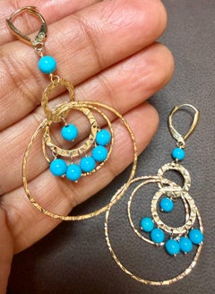 Natural Sleeping Beauty Simple Hanging / Dangling Earring in 14 Kt Yellow Gold