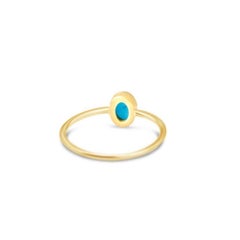 Natural Sleeping Beauty Turquoise Gold Ring, Oval Gemstone Gold Ring