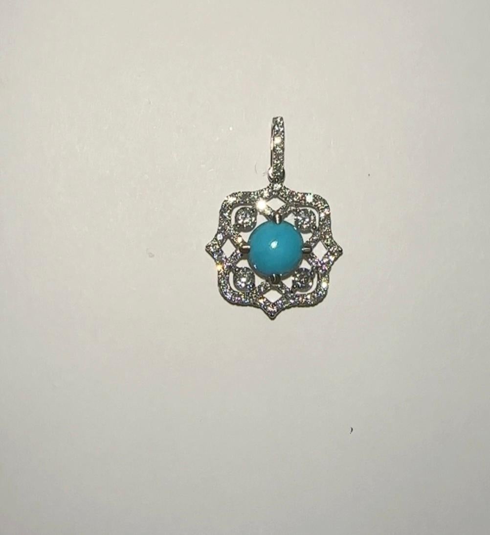 Natürlicher Dornröschen-Türkis mit Diamant-Anhänger für Damen oder Herren im Angebot
