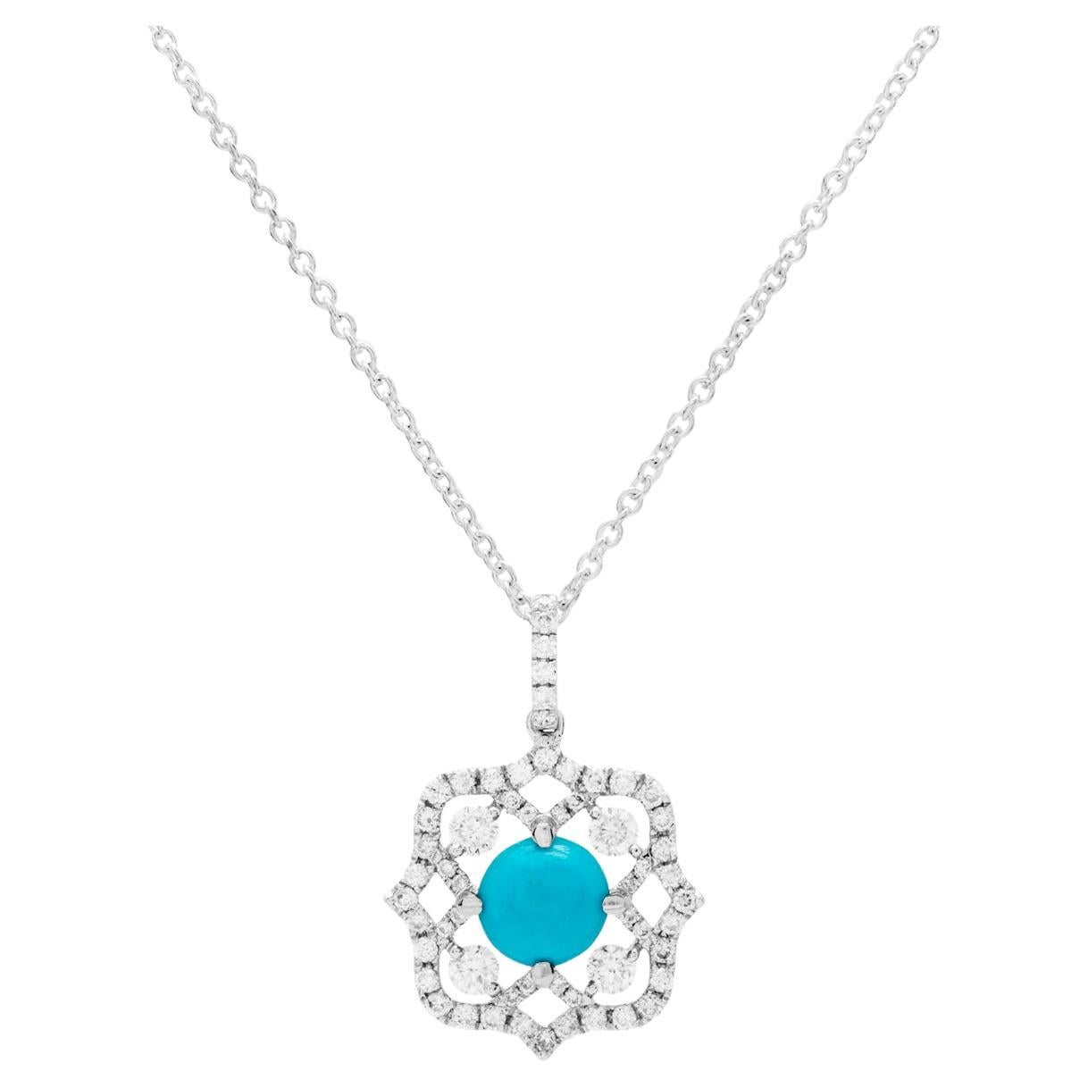 Natural Sleeping Beauty Turquoise with Diamond Pendant