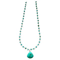 Natural Sleeping Beauty Turquoise with Drop Pendant Necklace