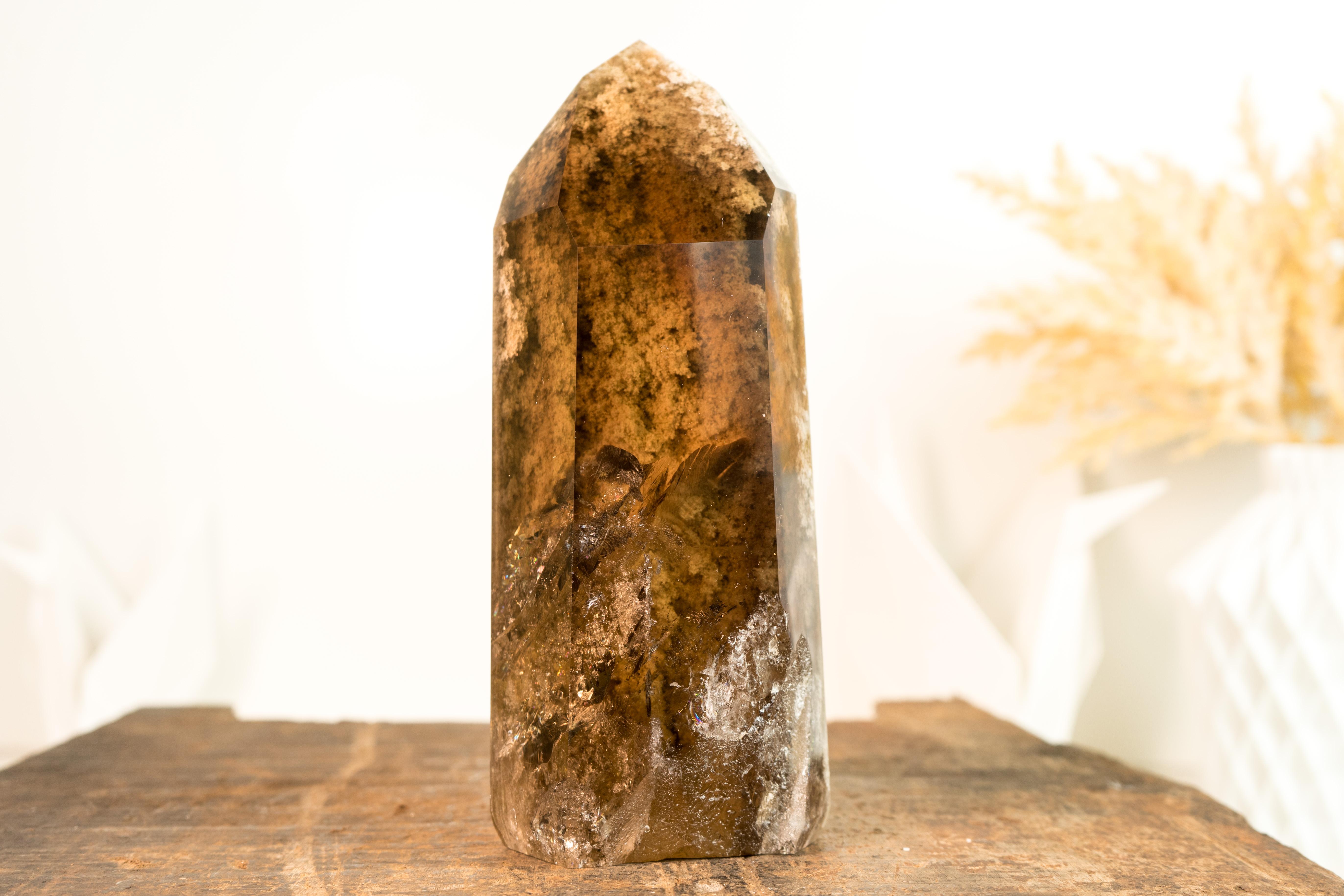 Natural Smoky Citrine Quartz with Landscaped Lodolite Garden Quartz  For Sale 6