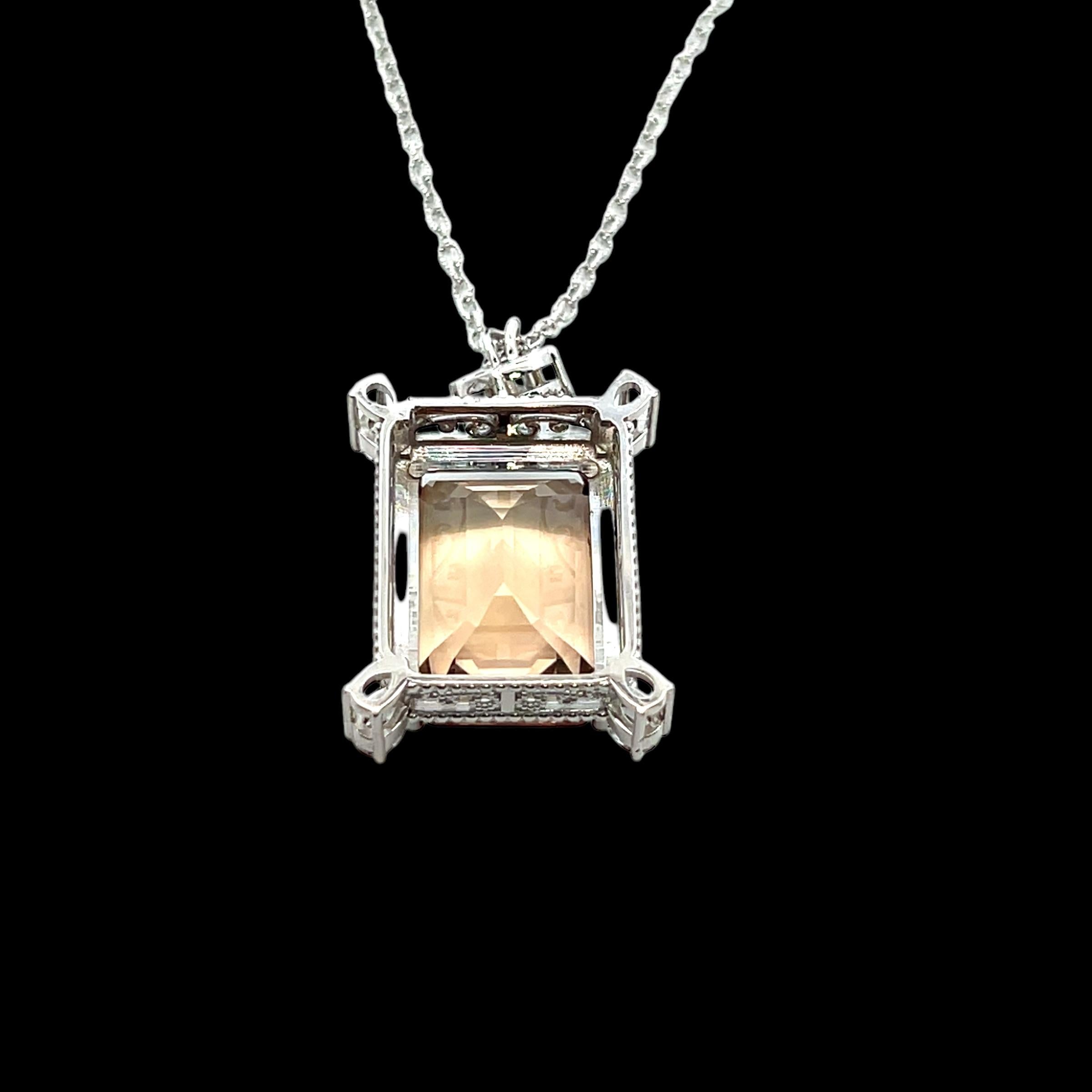 Natural Smoky Topaz Diamond Necklace 20