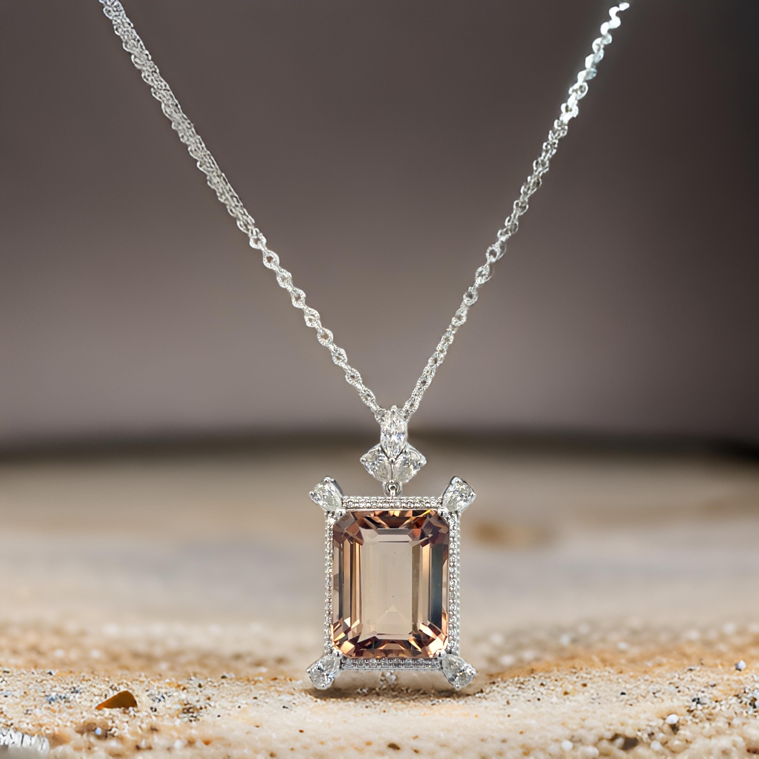 Natural Smoky Topaz Diamond Necklace 20