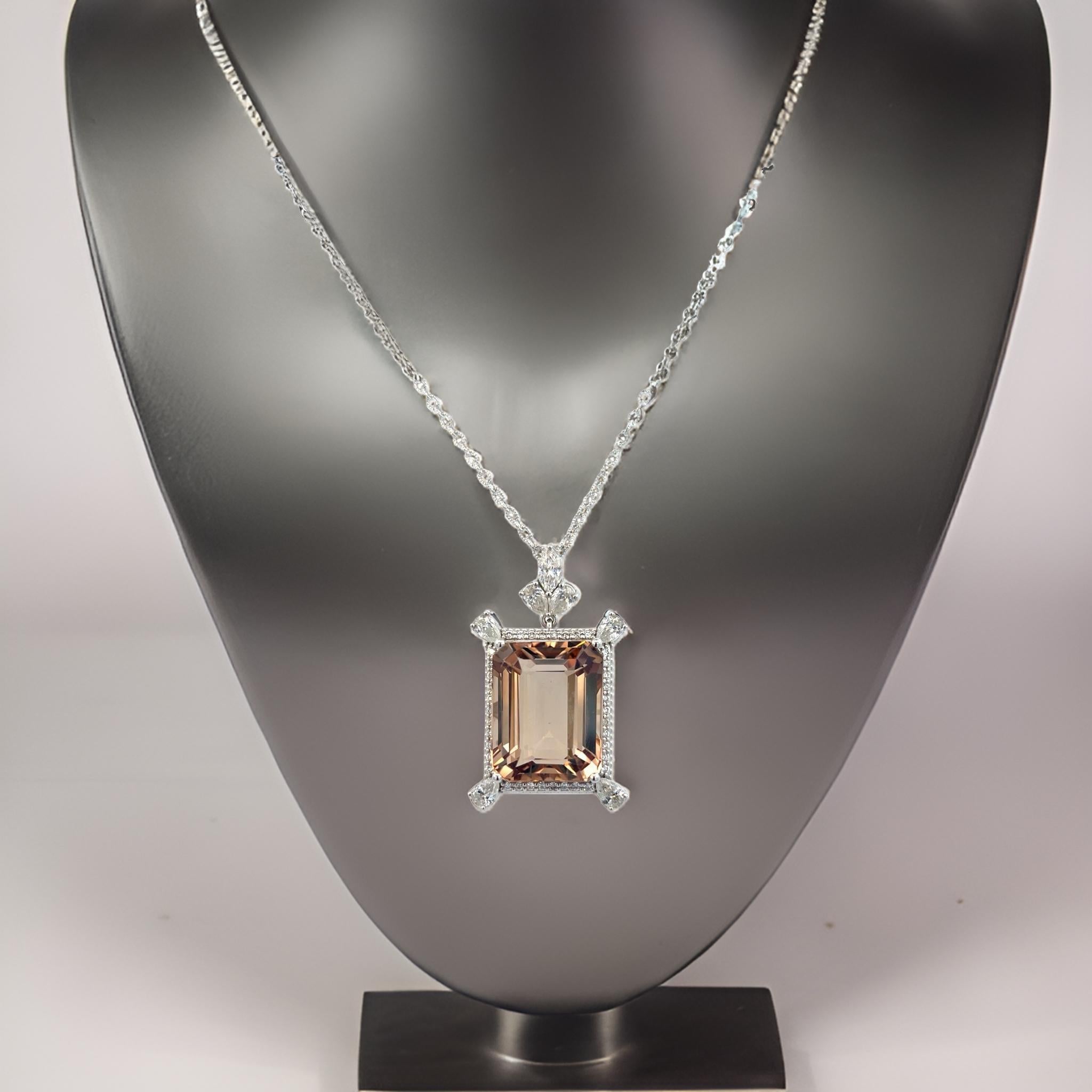 Natural Smoky Topaz Diamond Necklace 20