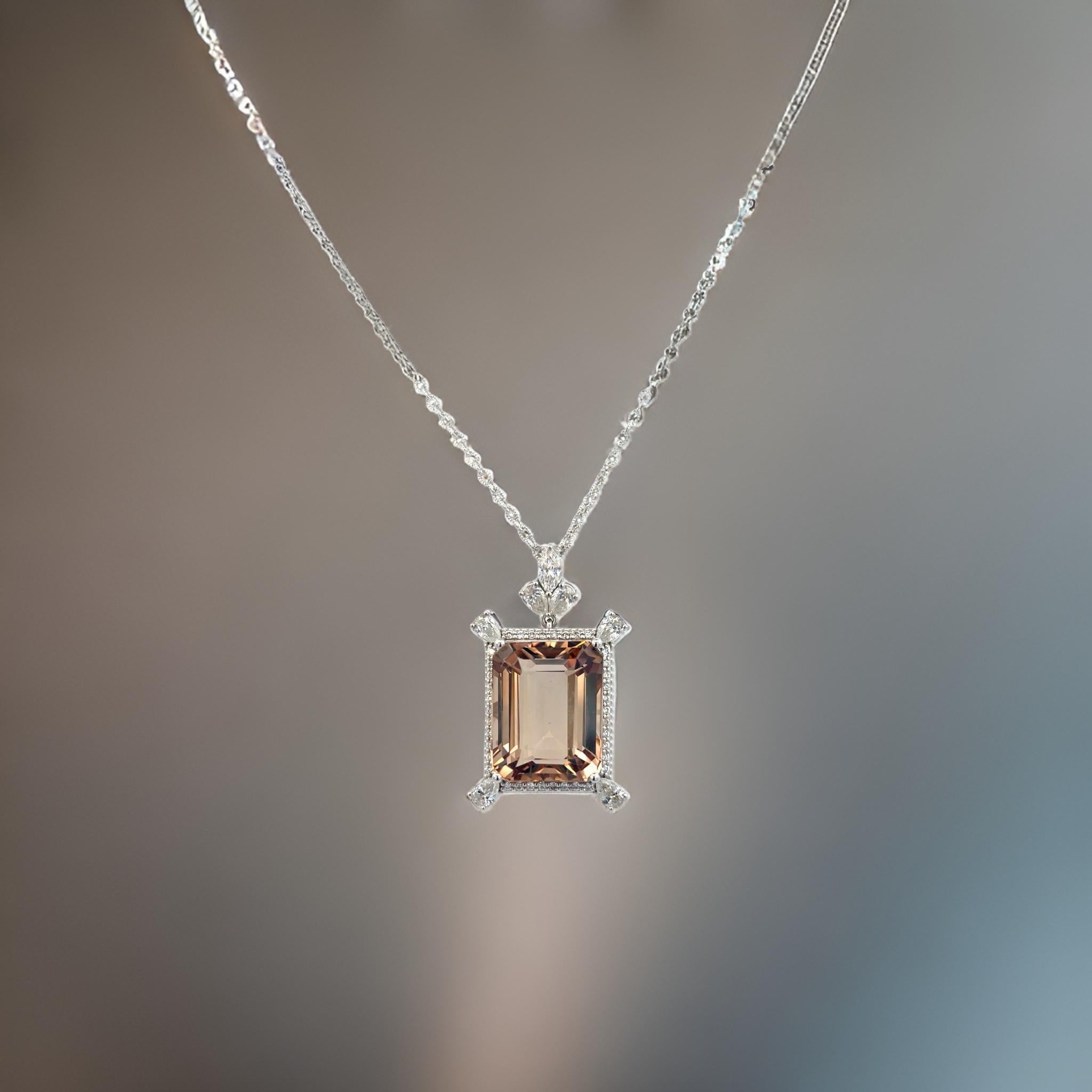 Natural Smoky Topaz Diamond Necklace 20
