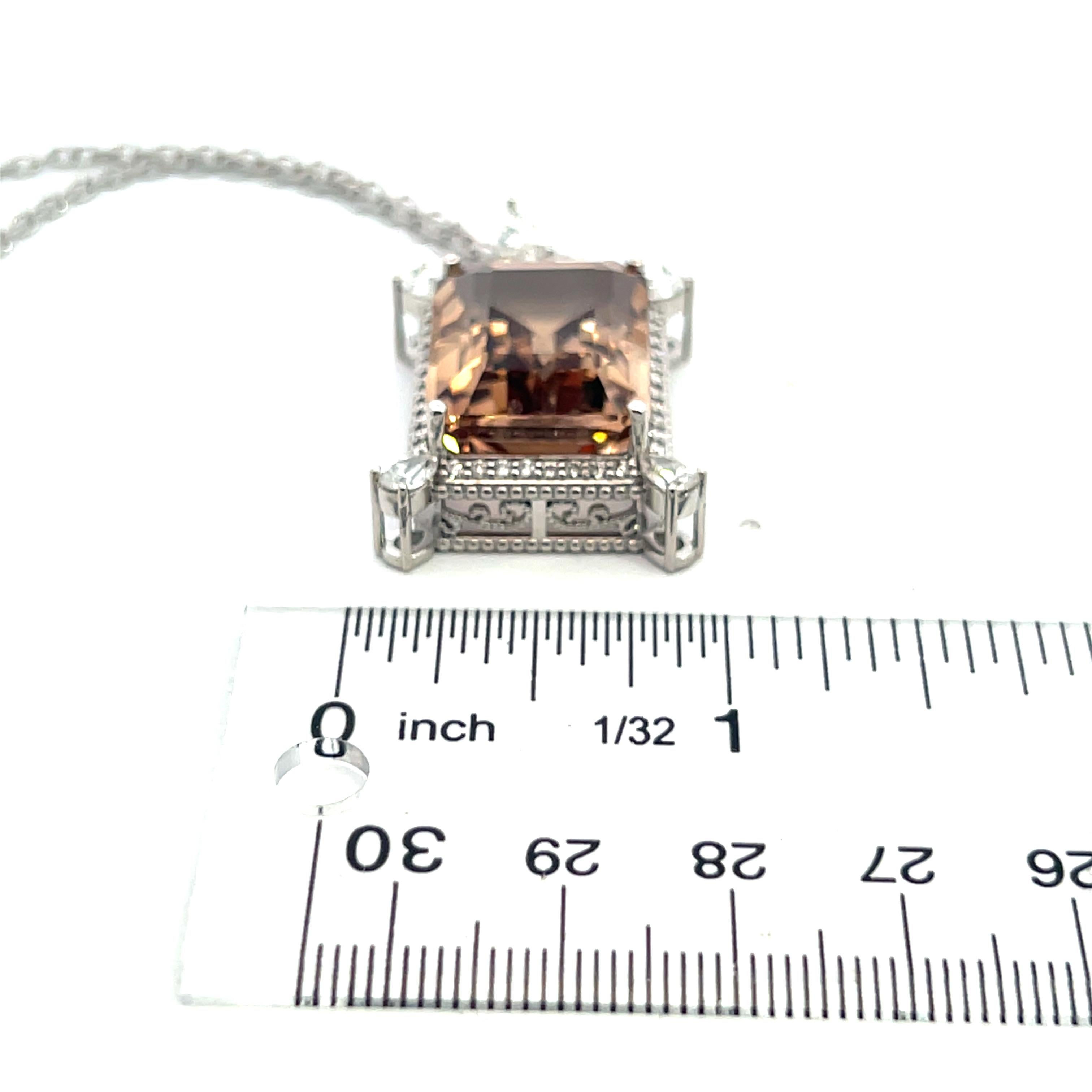 Natural Smoky Topaz Diamond Necklace 20