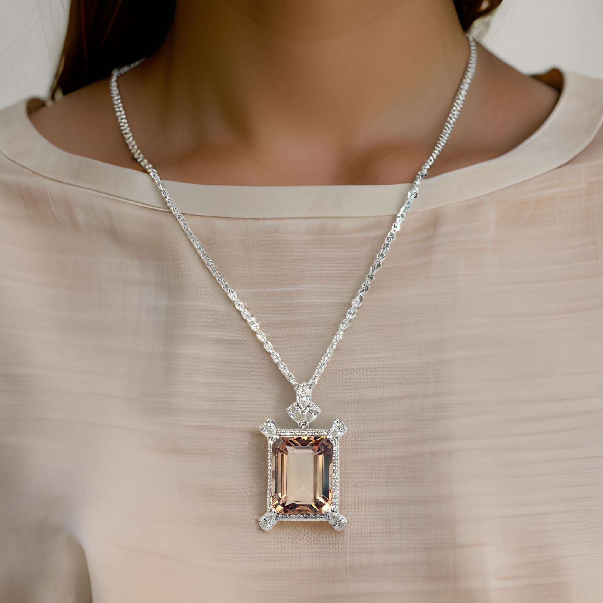 Natural Smoky Topaz Diamond Necklace 20