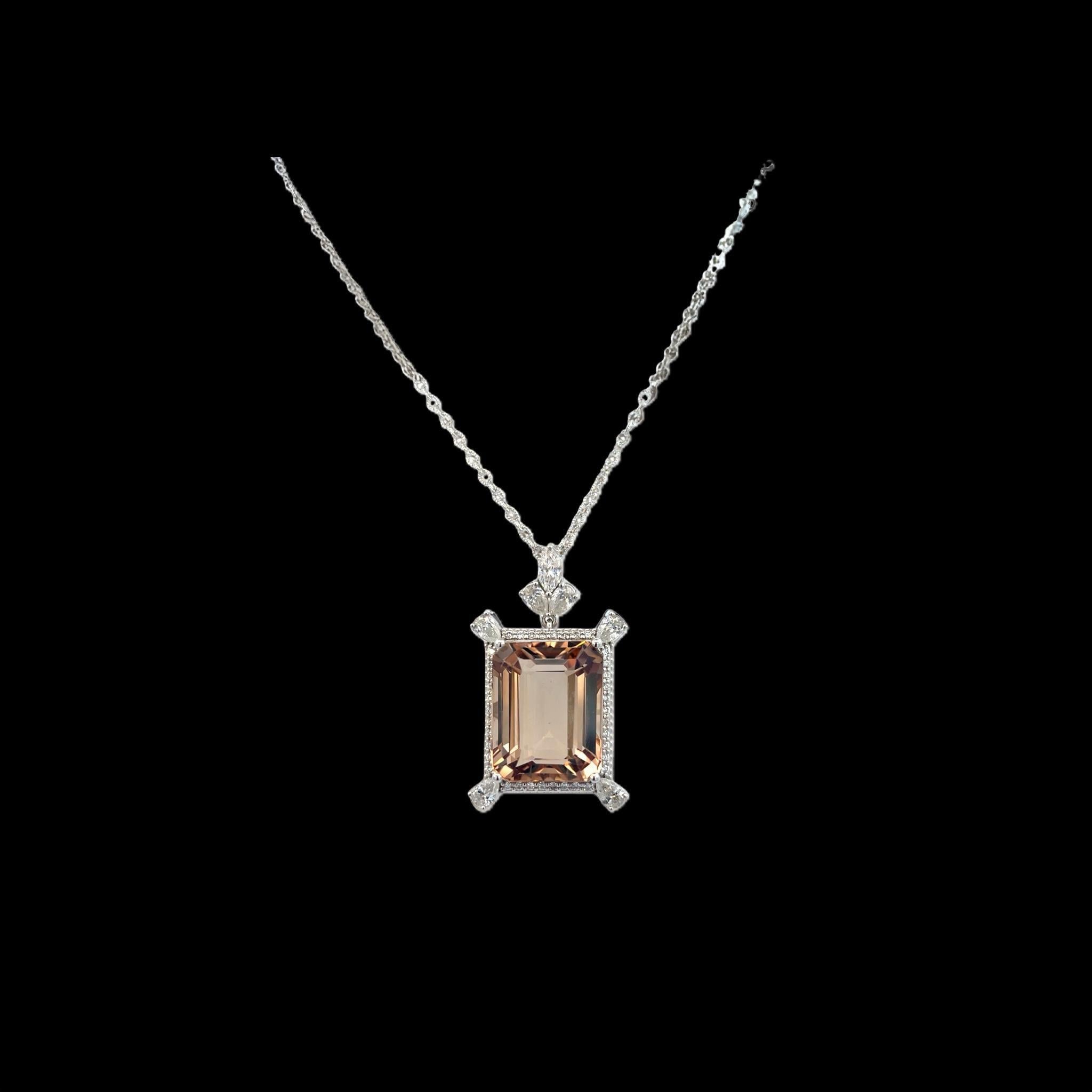 Women's Natural Smoky Topaz Diamond Necklace 20