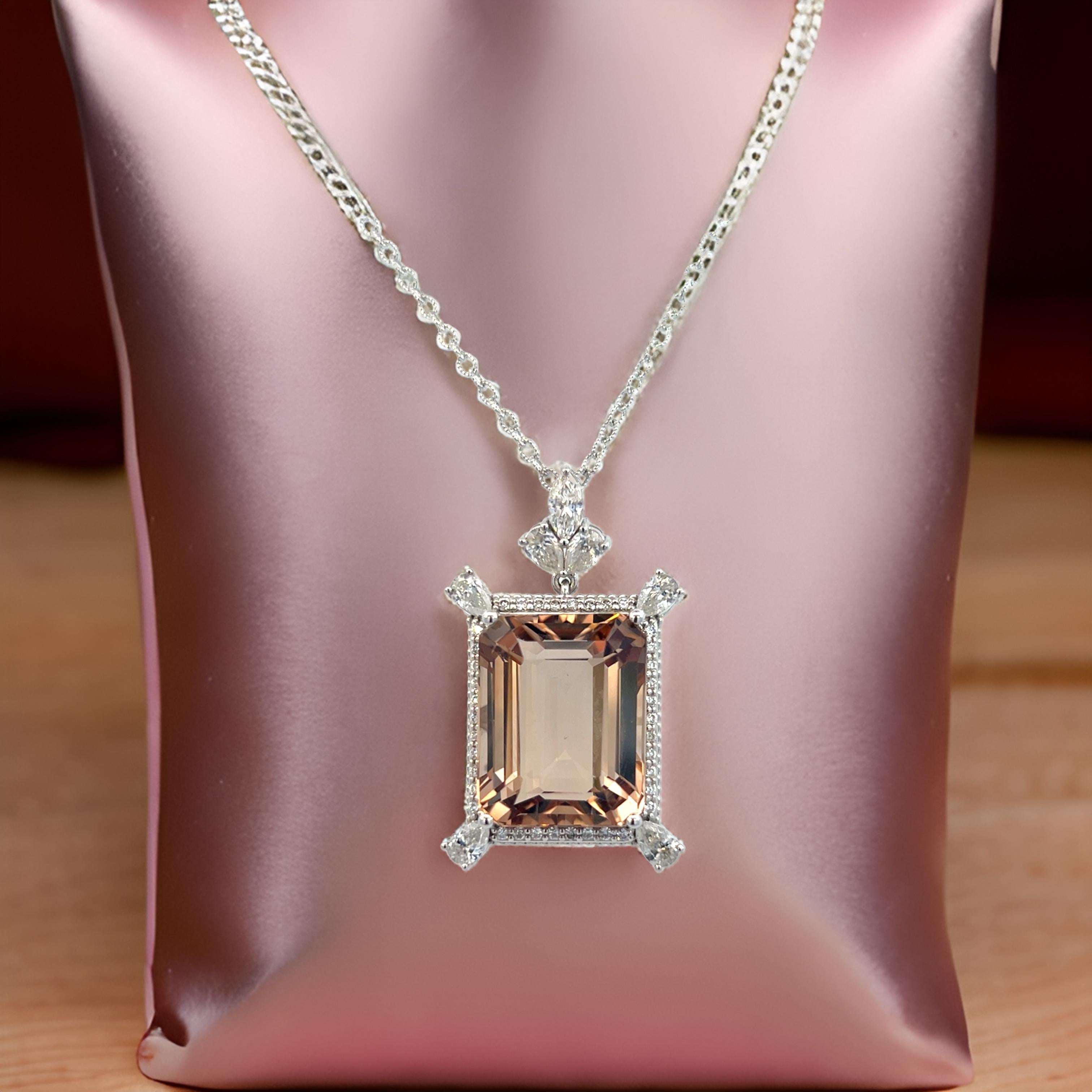 Natural Smoky Topaz Diamond Necklace 20